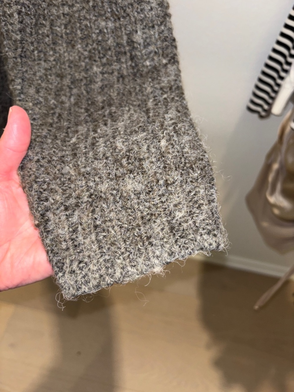 Anine Bing Charcoal Gray Textured V-Neck Cardigan - Picture 5 of 8